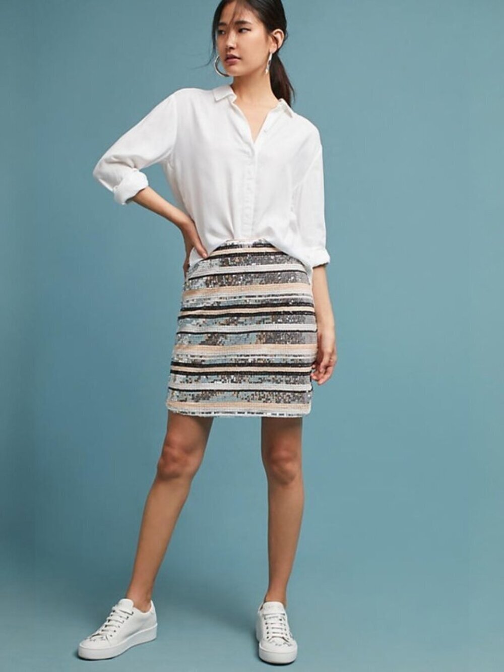 NWT Anthropologie Striped Sequin Mini Skirt by ISLA MAUDE (size S)